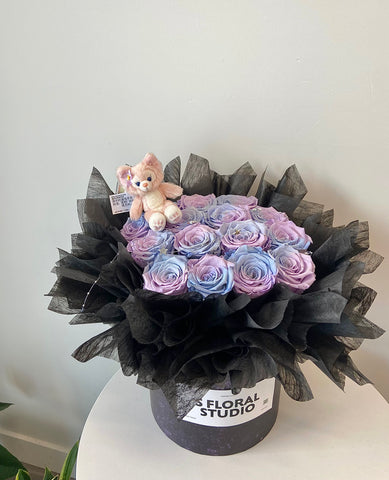 Preserved Roses box with Disney doll