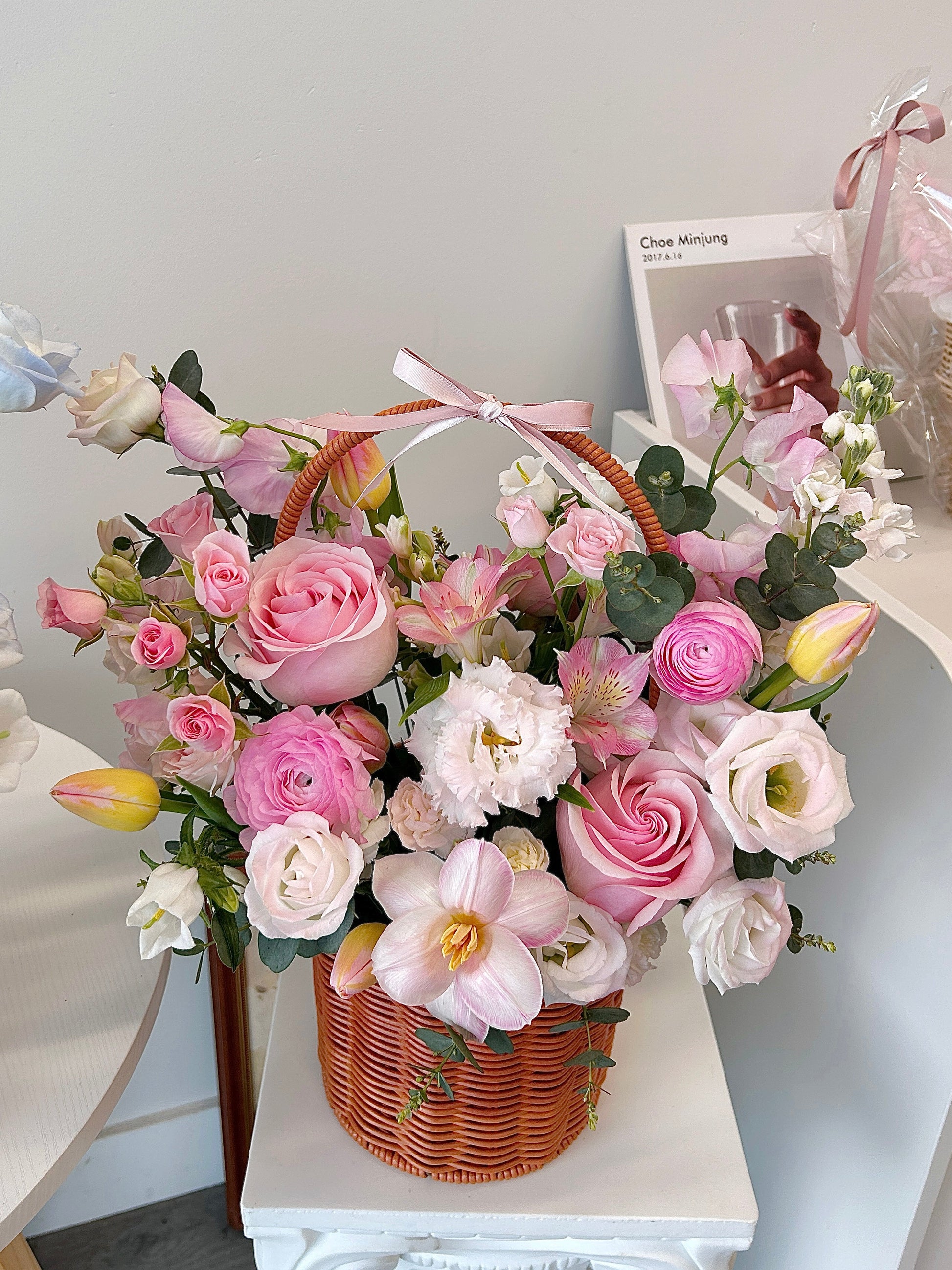 Pink flower Basket