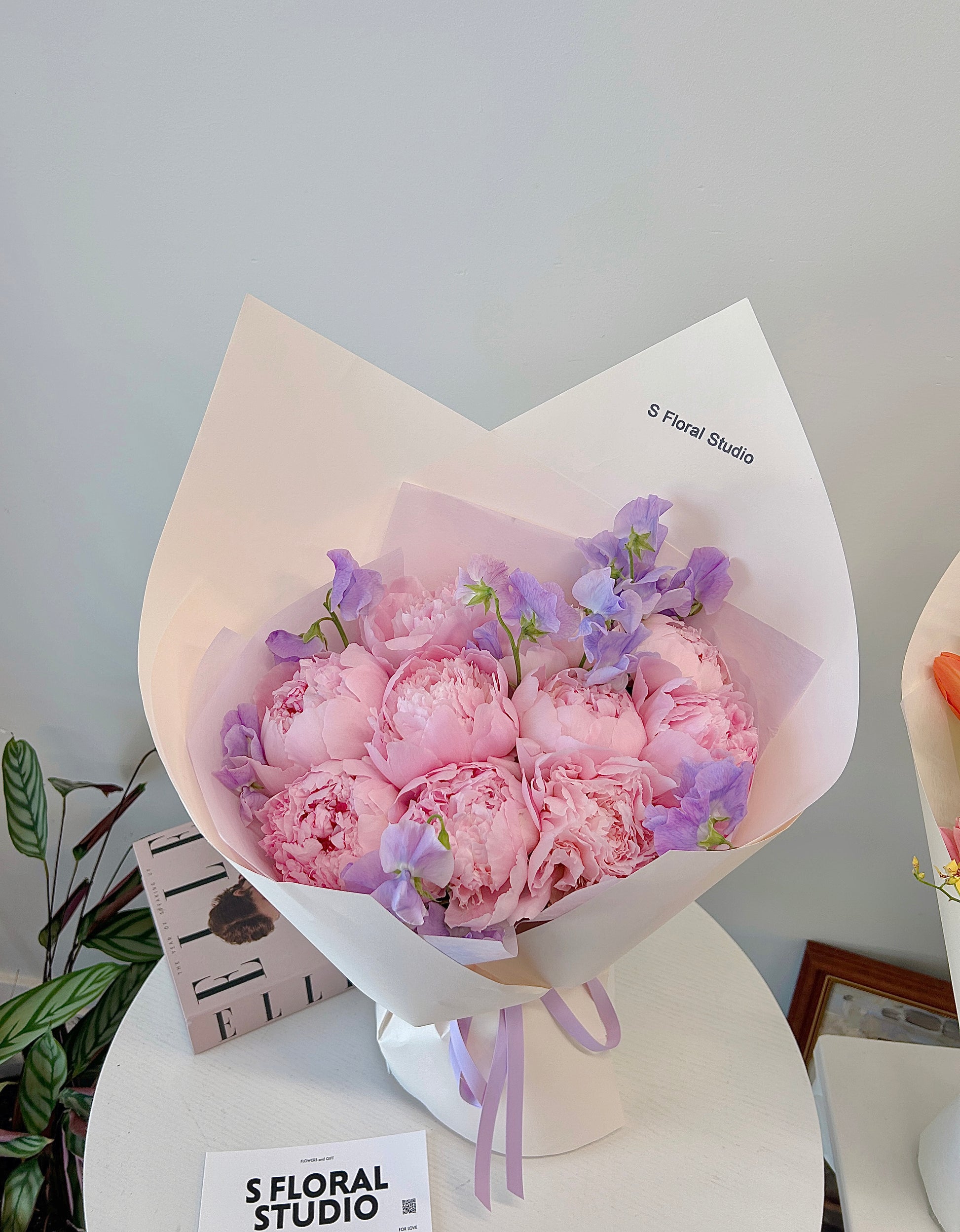 Peony Bouquet with Sweet pea
