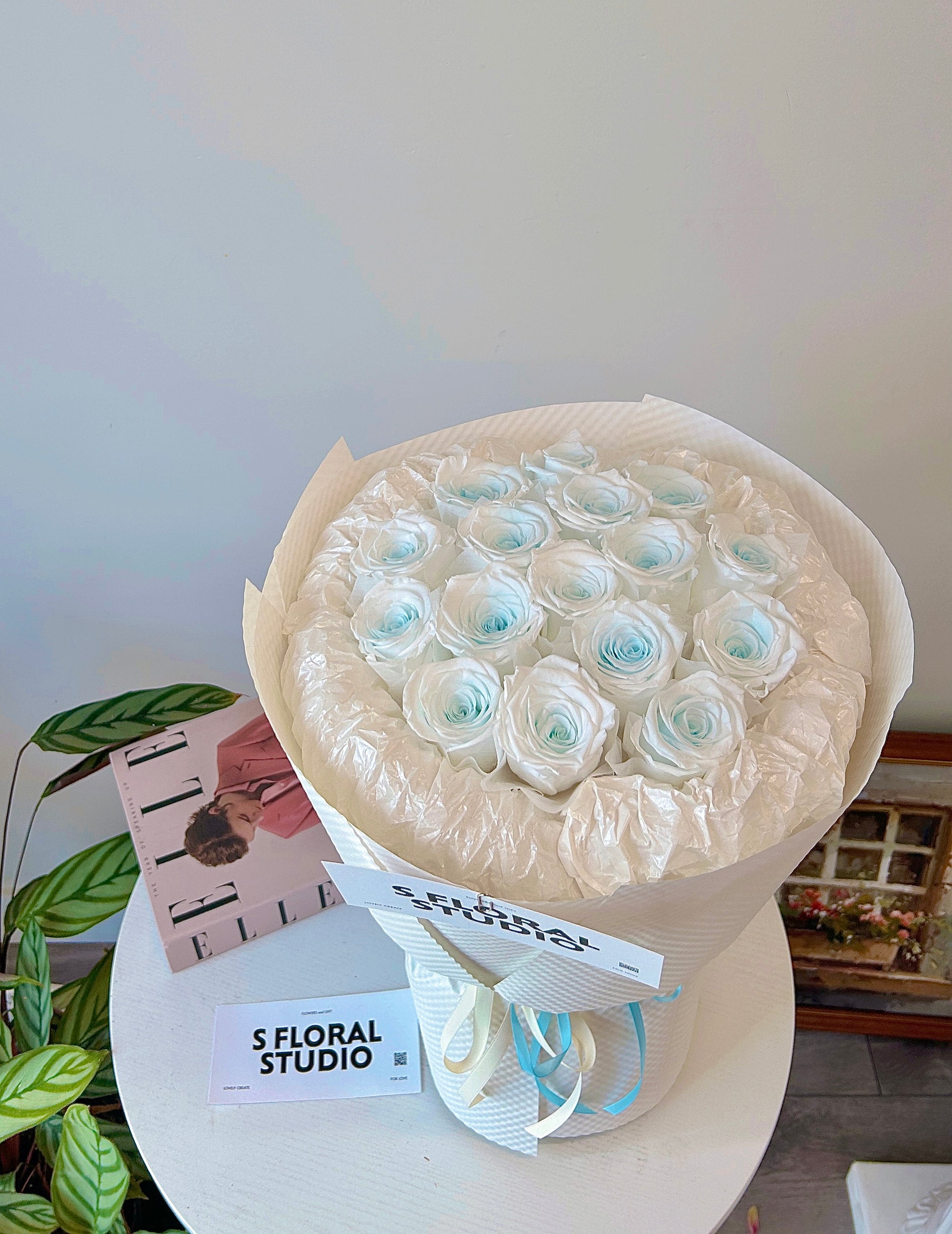 Preserved sky blue roses Bouquet