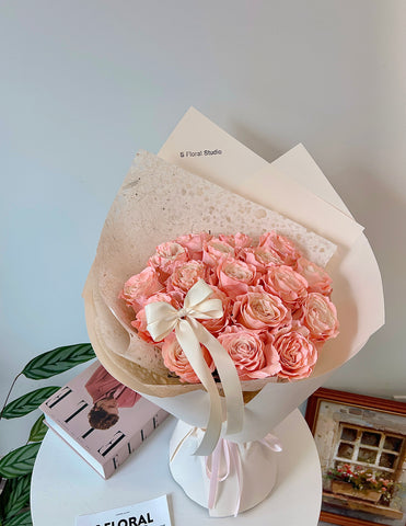 Tinted Apricot pink roses Bouquet 18