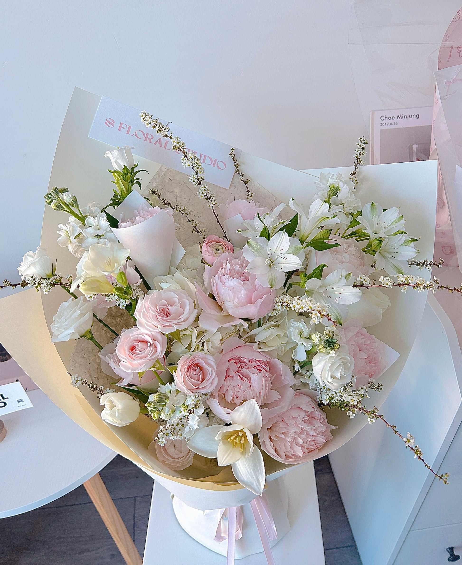 Assorted flower bouquet with peonies