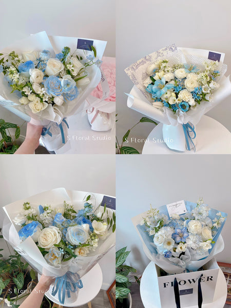 Assorted flower bouquet（blue/white）