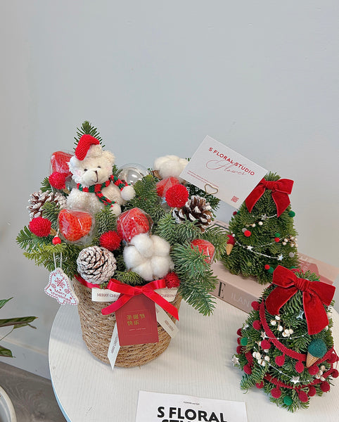 Christmas Basket with bear doll