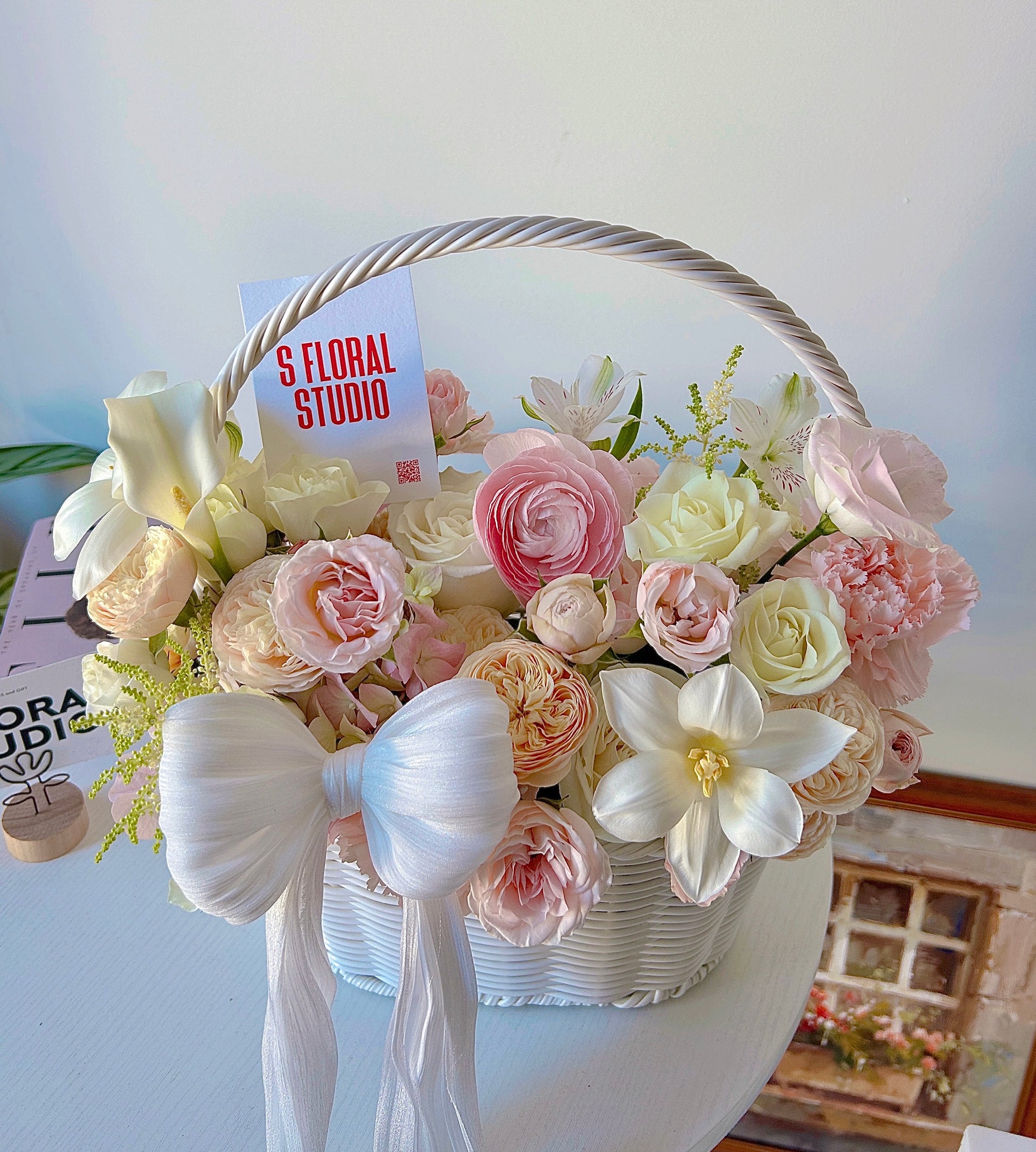 Blush Ribbon Basket