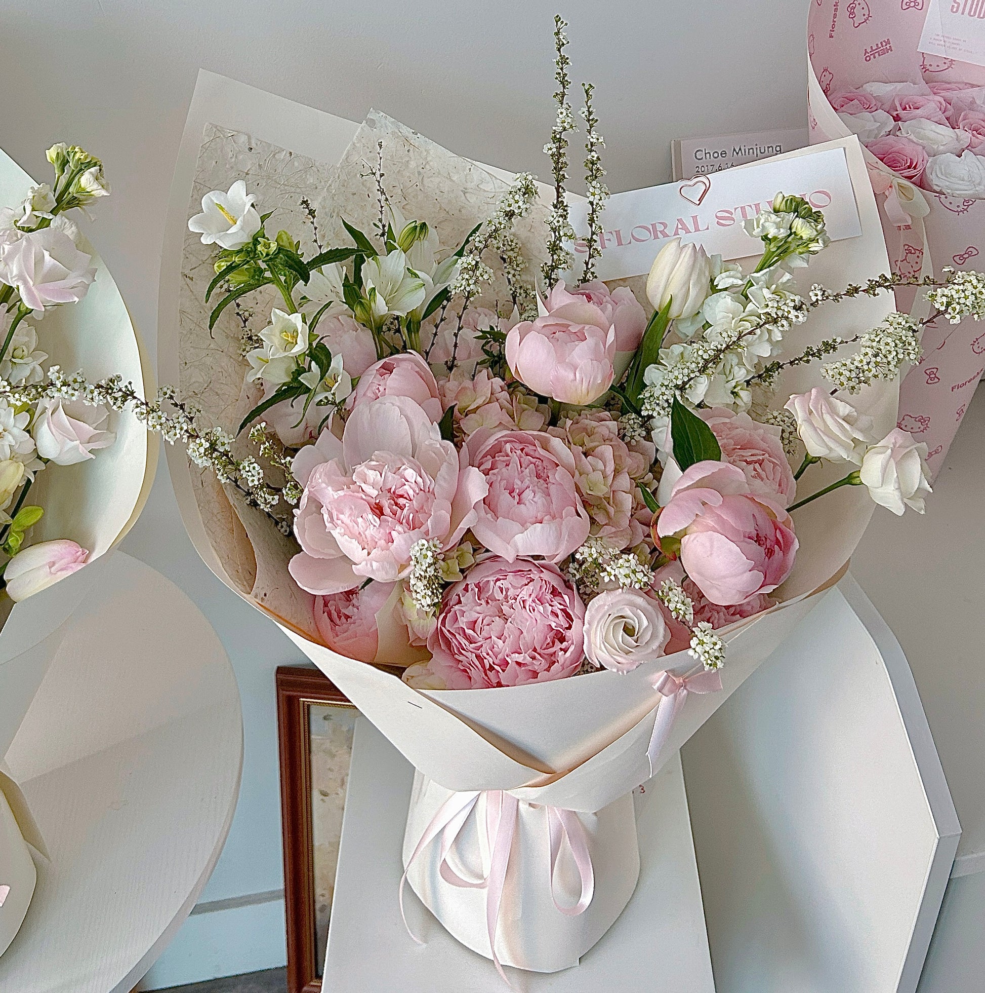 Assorted flower bouquet with peonies