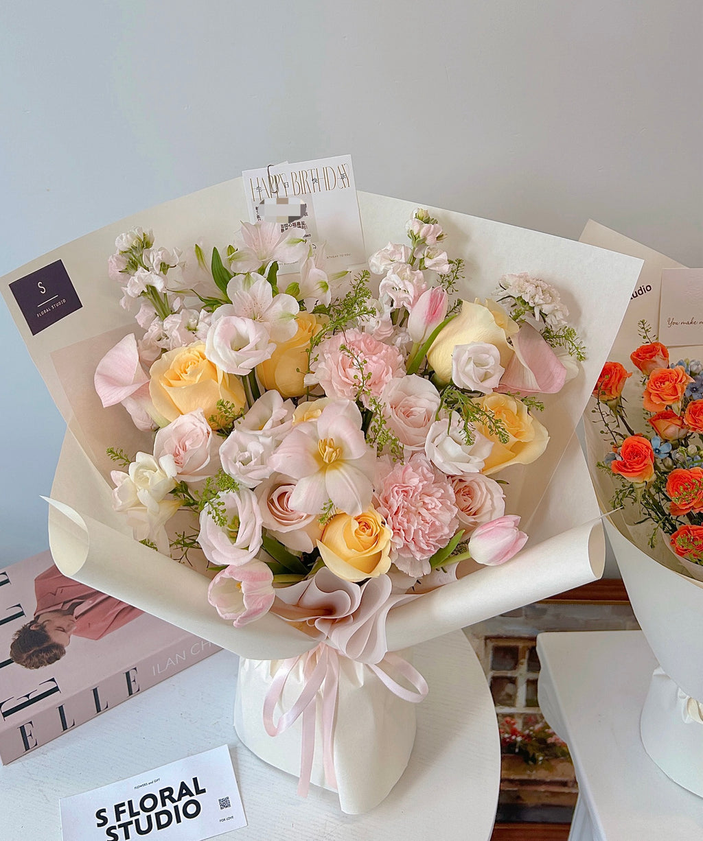 Assorted flower Bouquet（cream/pink）