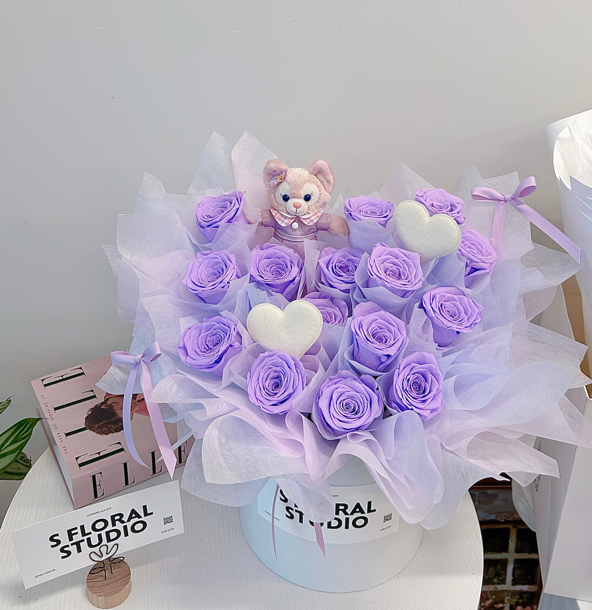 Preserved Roses Box with Disney Doll