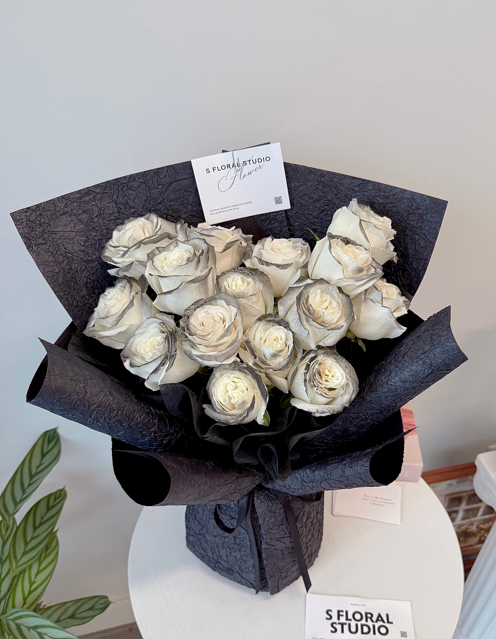 Tinted Black Roses Bouquet 16