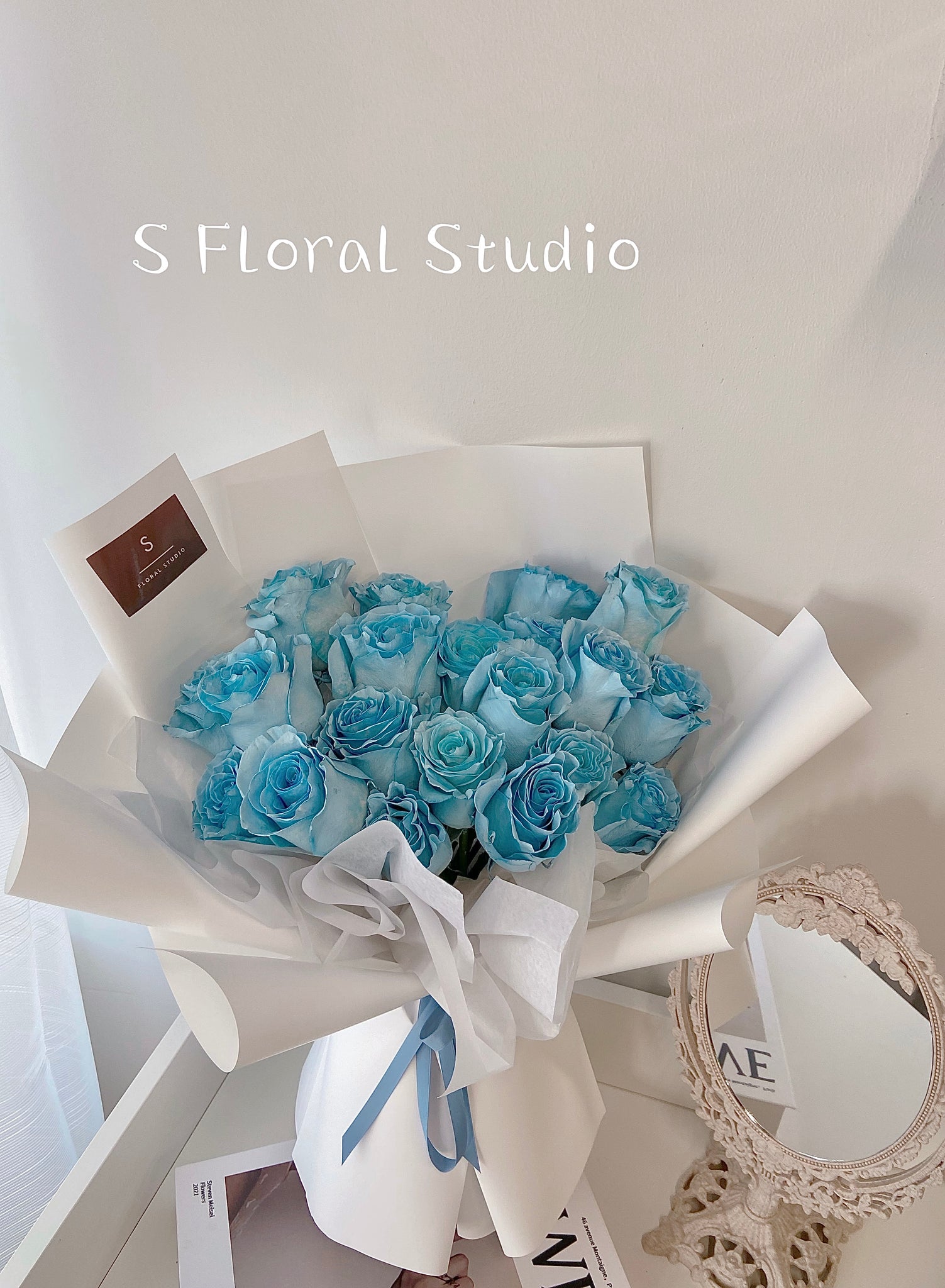 Tinted Blue Roses Bouquet